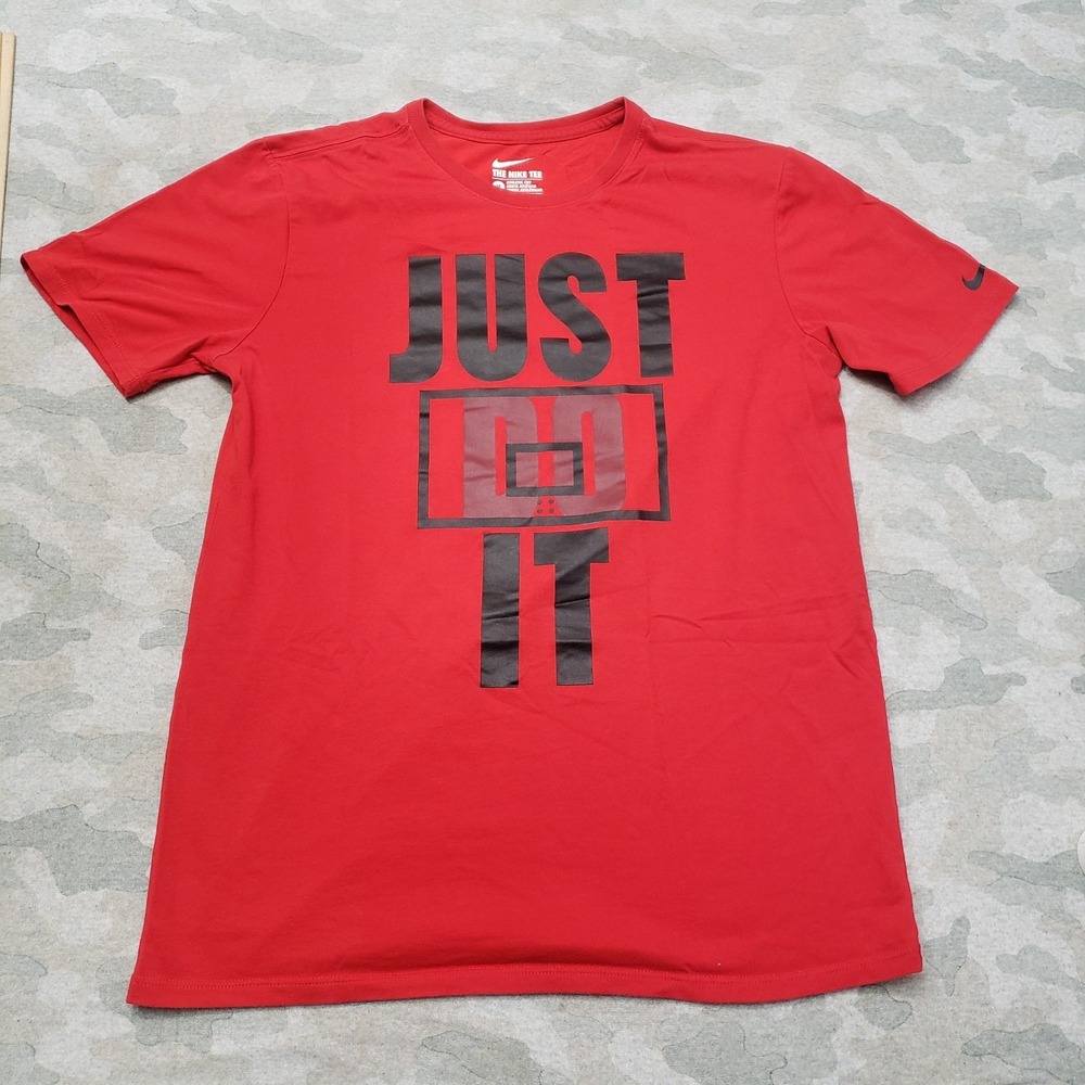 Nike Shirt Mens Medium Red Dri-Fit Short Sleeve Just Do It